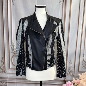 Yigal Azrouel Black and White Leather Moto Jacket